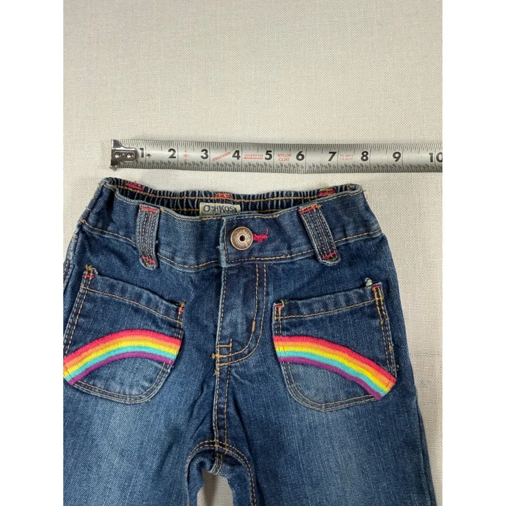 OshKosh Bgosh Girls 3T Dark Wash Rainbow Flare Leg Denim Jeans